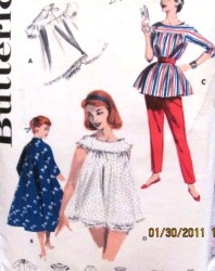 7559 1950S NIGHTIE, BRUNCH COAT, LOUNGER PATTERN 14 34''